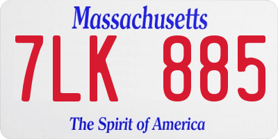 MA license plate 7LK885