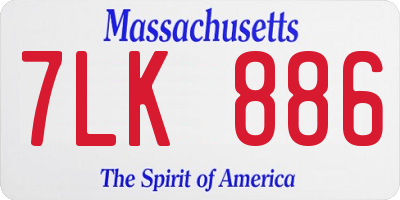 MA license plate 7LK886