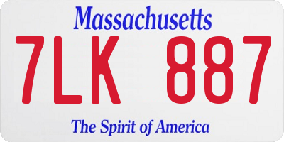 MA license plate 7LK887