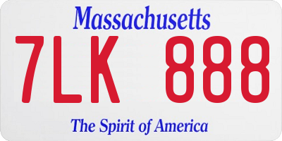 MA license plate 7LK888
