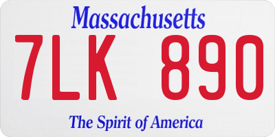 MA license plate 7LK890