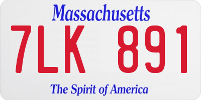 MA license plate 7LK891