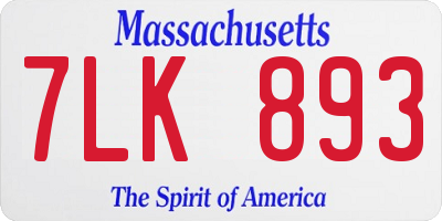 MA license plate 7LK893