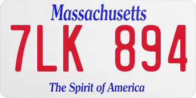 MA license plate 7LK894