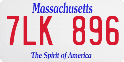 MA license plate 7LK896