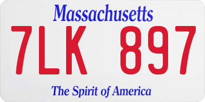 MA license plate 7LK897