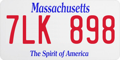 MA license plate 7LK898