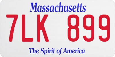 MA license plate 7LK899