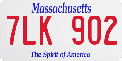 MA license plate 7LK902
