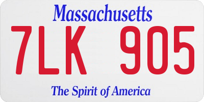 MA license plate 7LK905