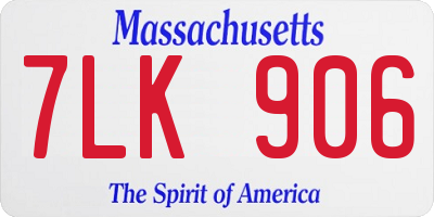MA license plate 7LK906