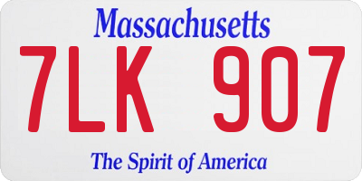 MA license plate 7LK907