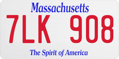 MA license plate 7LK908