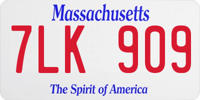 MA license plate 7LK909