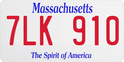 MA license plate 7LK910