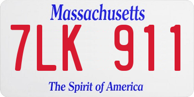 MA license plate 7LK911