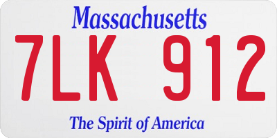 MA license plate 7LK912