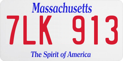 MA license plate 7LK913
