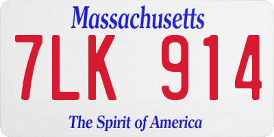 MA license plate 7LK914