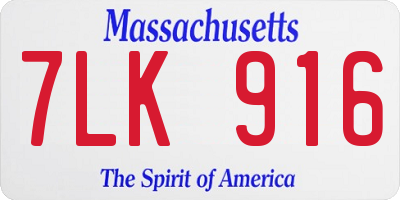 MA license plate 7LK916