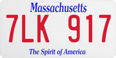 MA license plate 7LK917