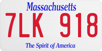 MA license plate 7LK918