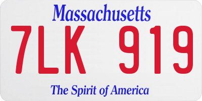 MA license plate 7LK919