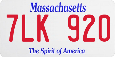MA license plate 7LK920