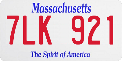 MA license plate 7LK921