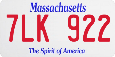 MA license plate 7LK922
