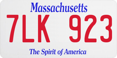 MA license plate 7LK923