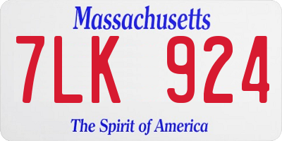 MA license plate 7LK924