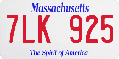 MA license plate 7LK925