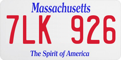 MA license plate 7LK926