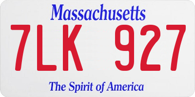 MA license plate 7LK927