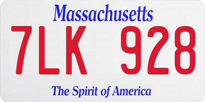 MA license plate 7LK928