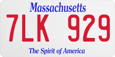 MA license plate 7LK929