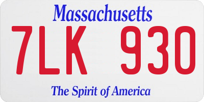 MA license plate 7LK930