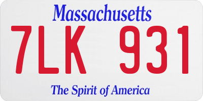 MA license plate 7LK931