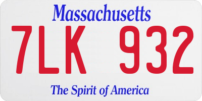 MA license plate 7LK932