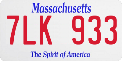 MA license plate 7LK933