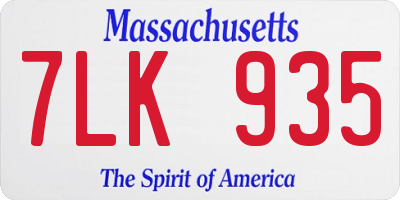 MA license plate 7LK935