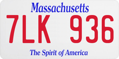 MA license plate 7LK936