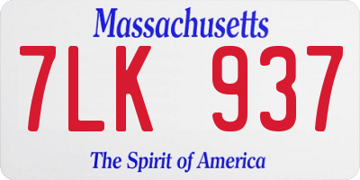MA license plate 7LK937