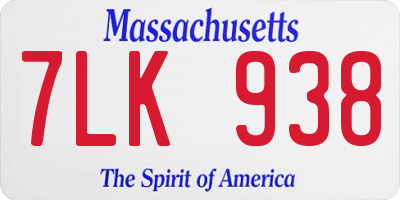 MA license plate 7LK938