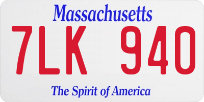 MA license plate 7LK940