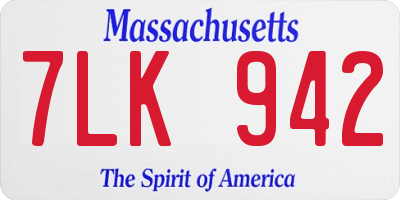 MA license plate 7LK942