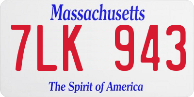 MA license plate 7LK943