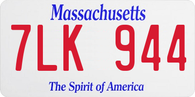 MA license plate 7LK944