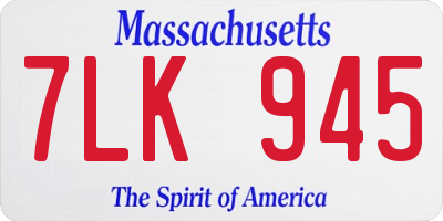 MA license plate 7LK945
